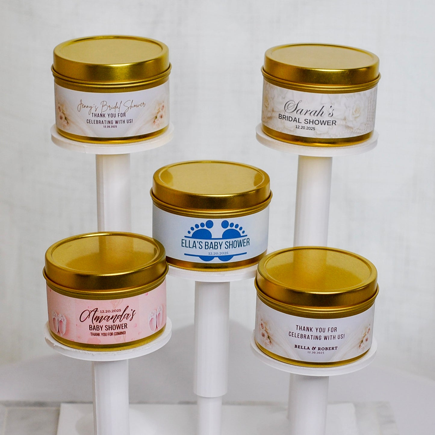 Personalized Baby Shoes Baby Shower Candle Favors - Tin 4oz