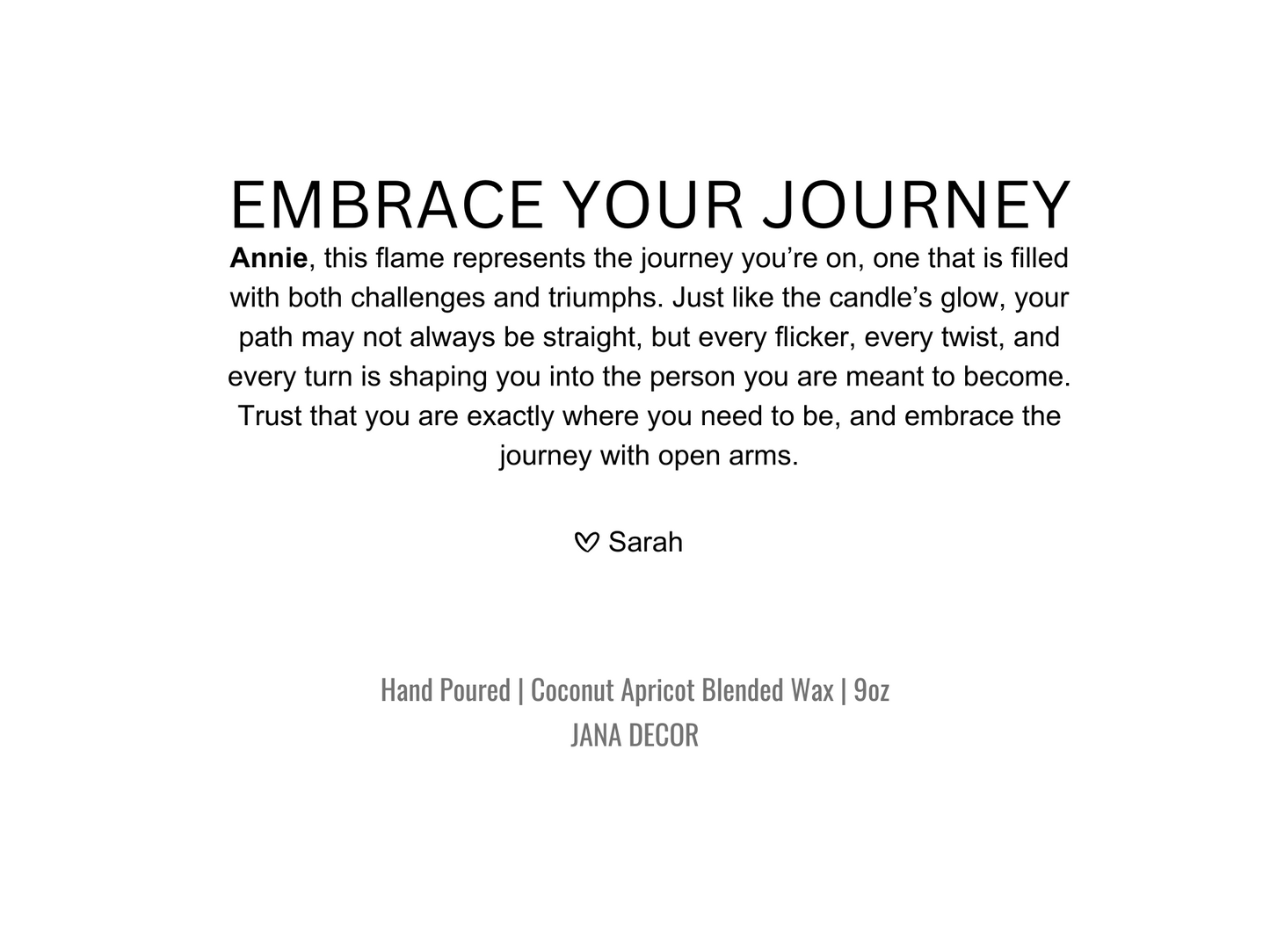 Personalized Embrace Your Journey Candle Gift in Apothecary Jar (9oz)