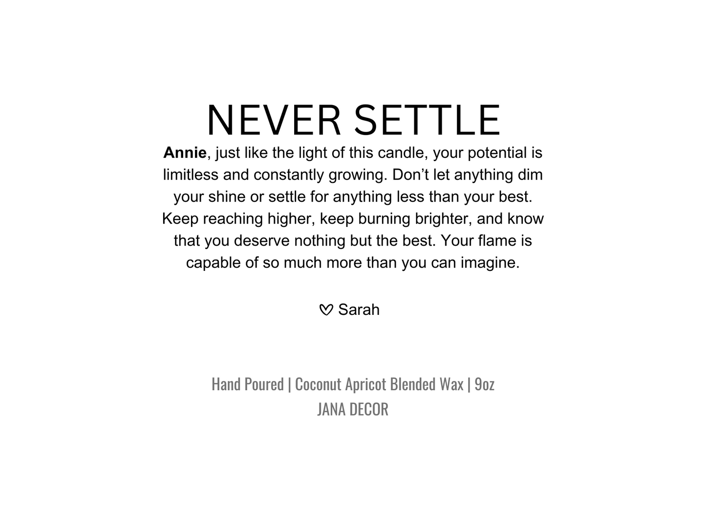 Personalized Never Settle Candle Gift in Apothecary Jar (9oz)
