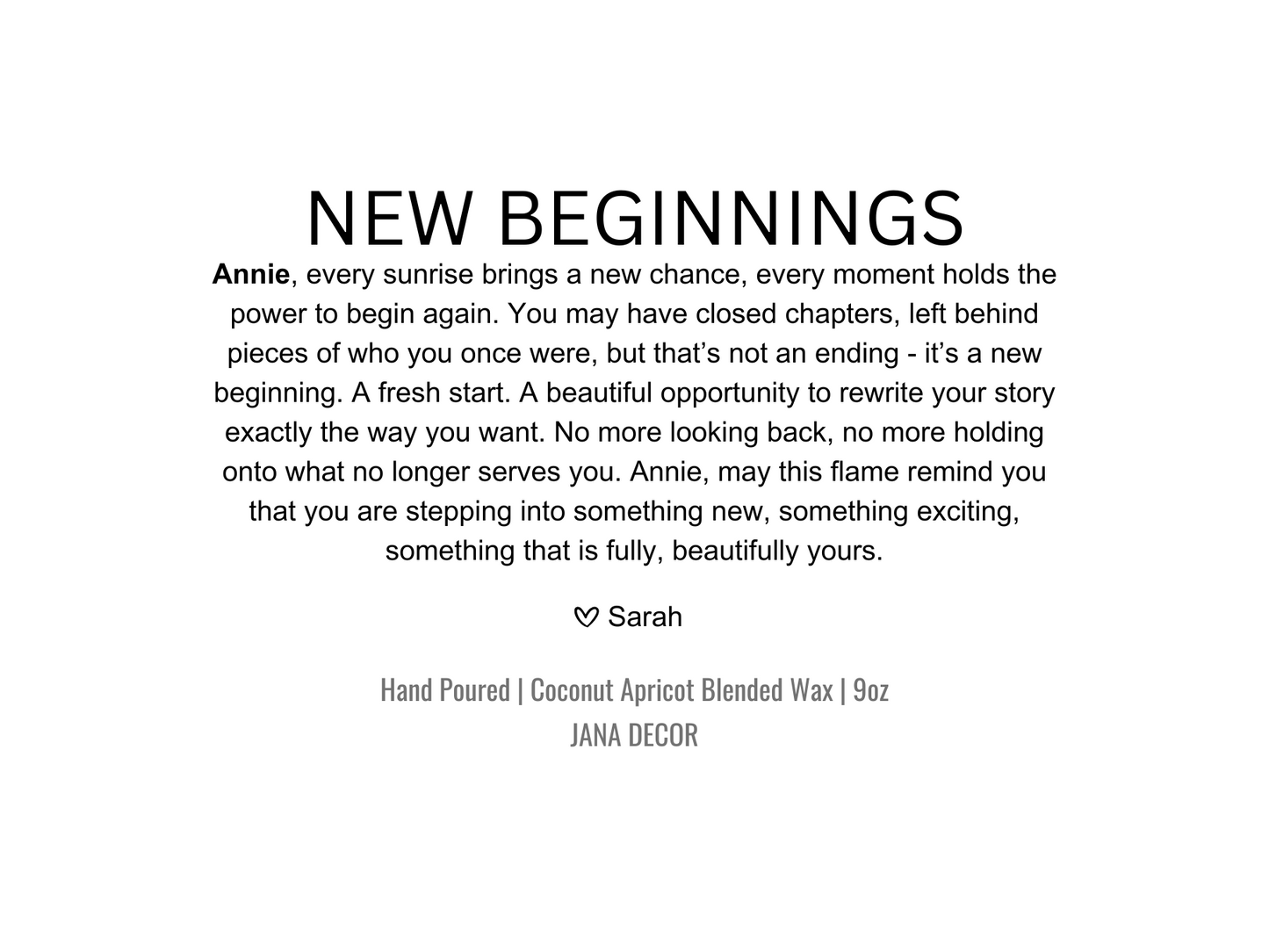 Personalized New Beginnings Candle Gift in Apothecary Jar (9oz)