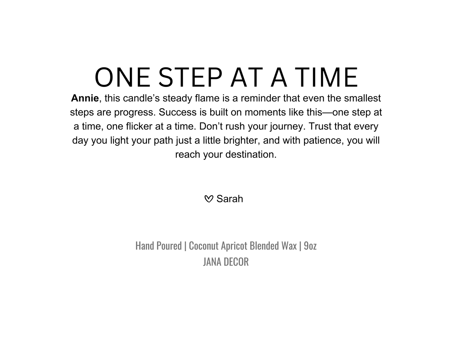 Personalized One Step At A Time Candle Gift in Apothecary Jar (9oz)