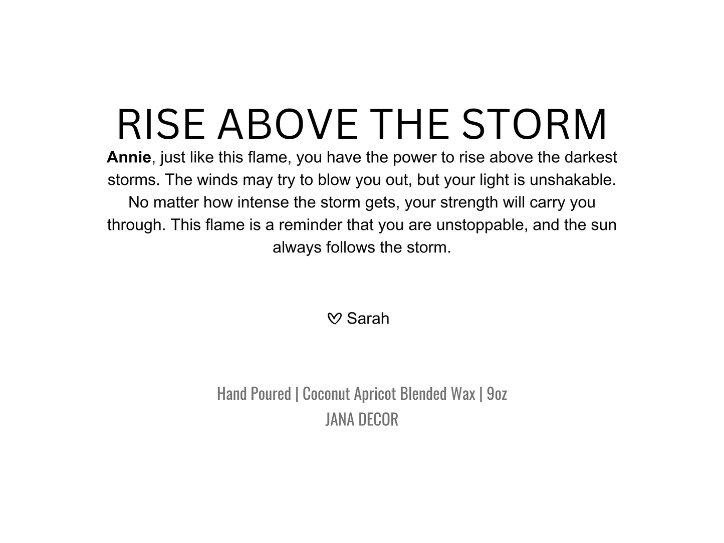 Personalized Rise Above The Storm Candle Gift in Apothecary Jar 9oz