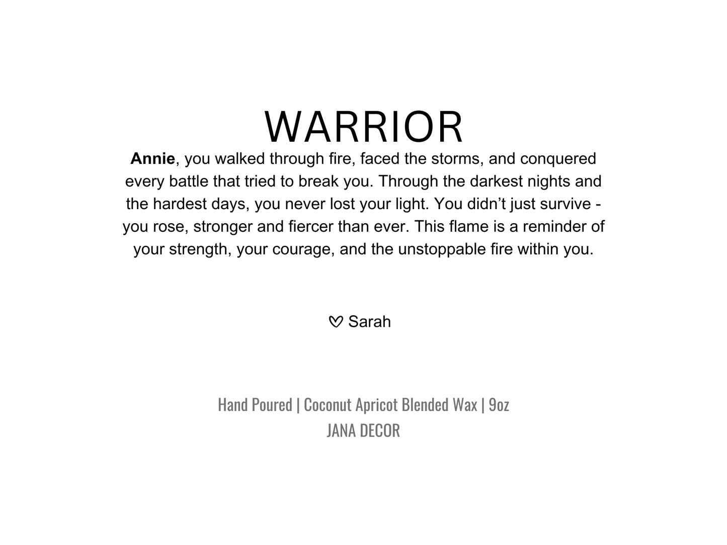 Personalized Warrior Candle Gift in Apothecary Jar (9oz)