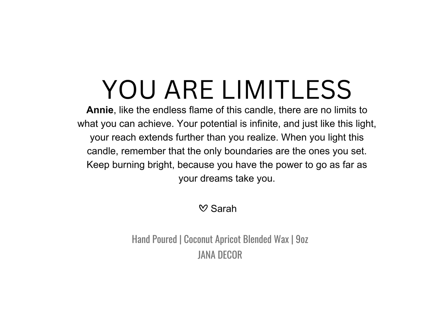 Personalized You Are Limitless Candle Gift in Apothecary Jar (9oz)