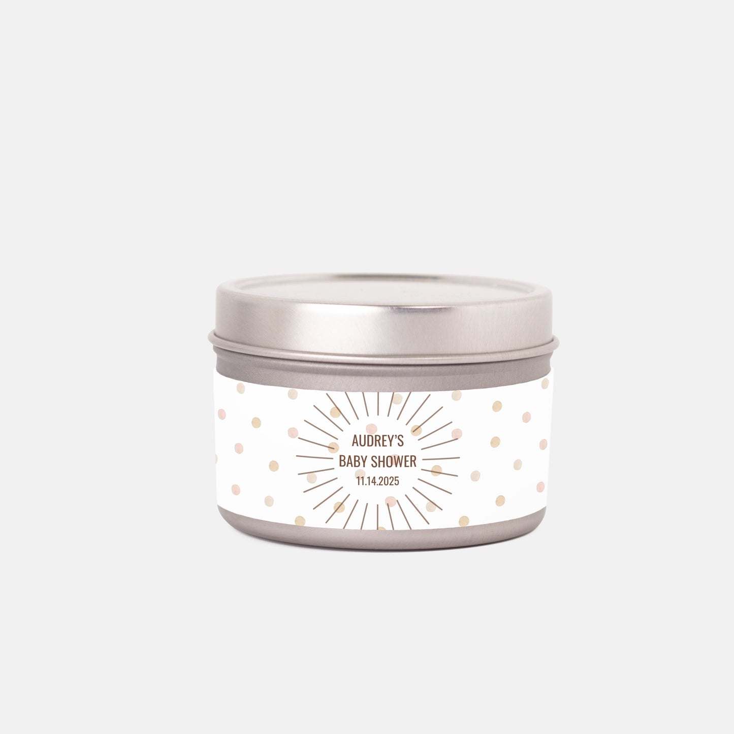 Personalized Boho Baby Shower Candle Favors - Tin 4oz