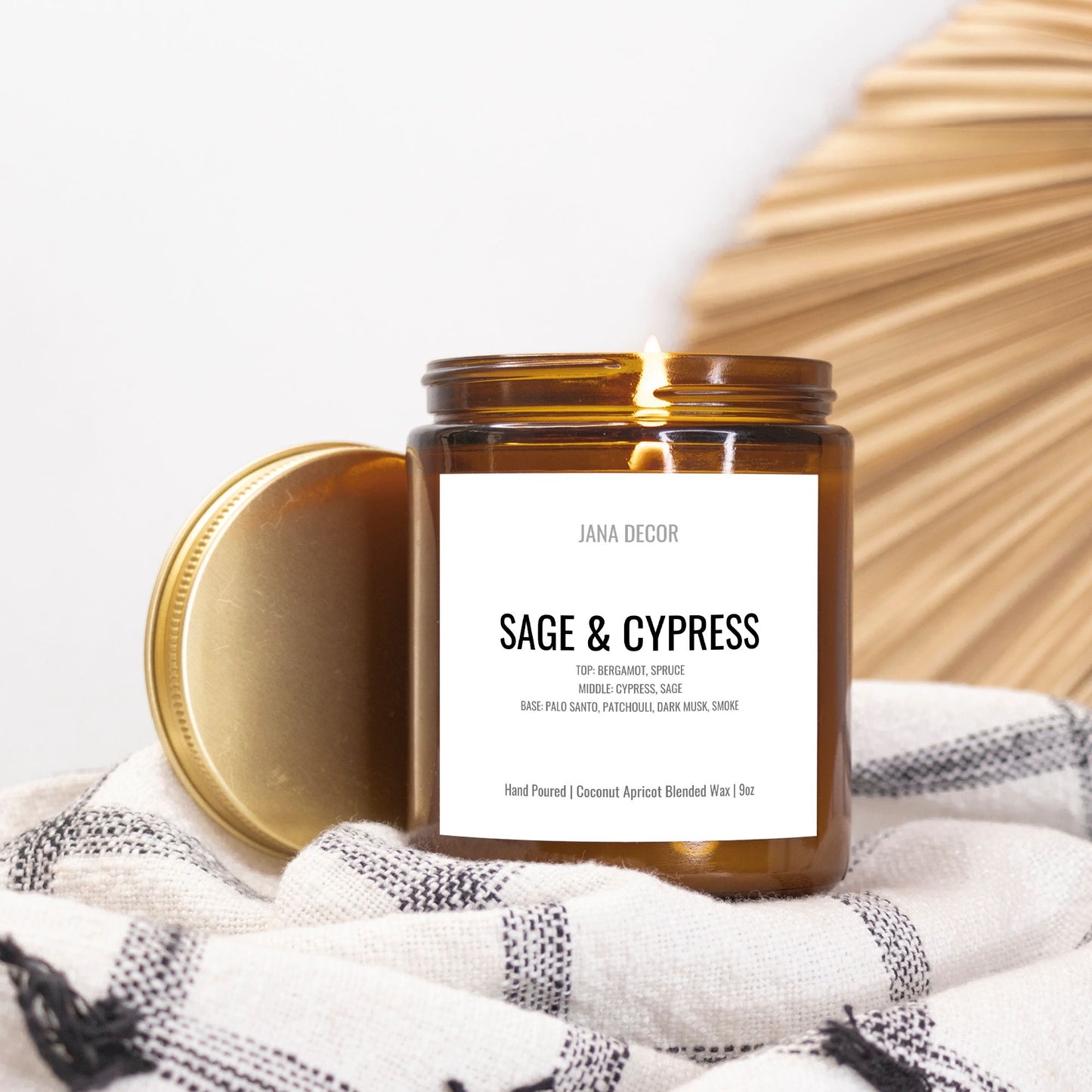 Sage & Cypress Candle in Amber Jar