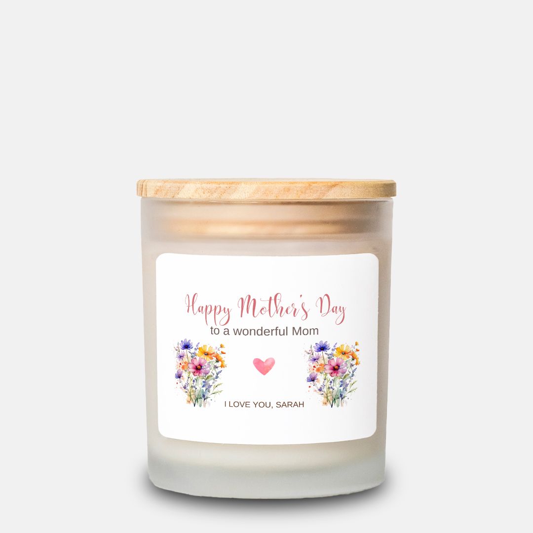 Personalized Happy Mother's Day Candle in Frosted Glass (11oz)