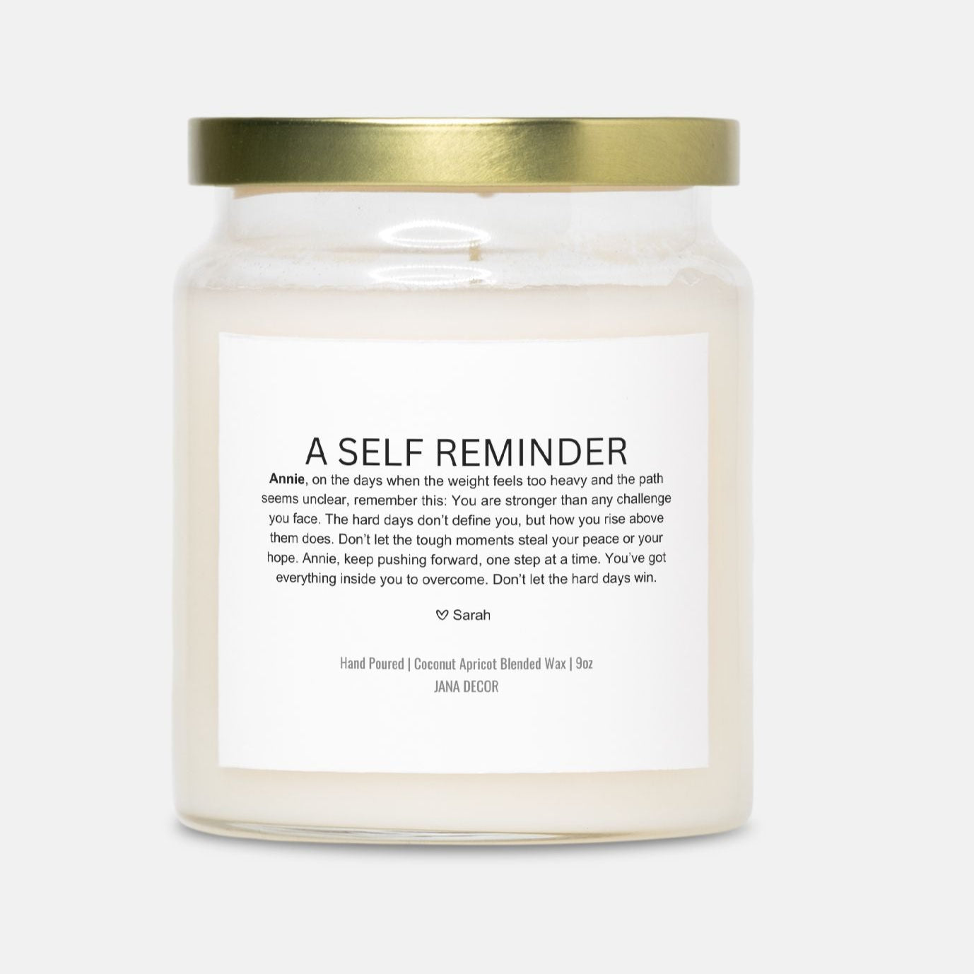 Personalized A Self Reminder Candle Gift in Apothecary Jar (9oz)