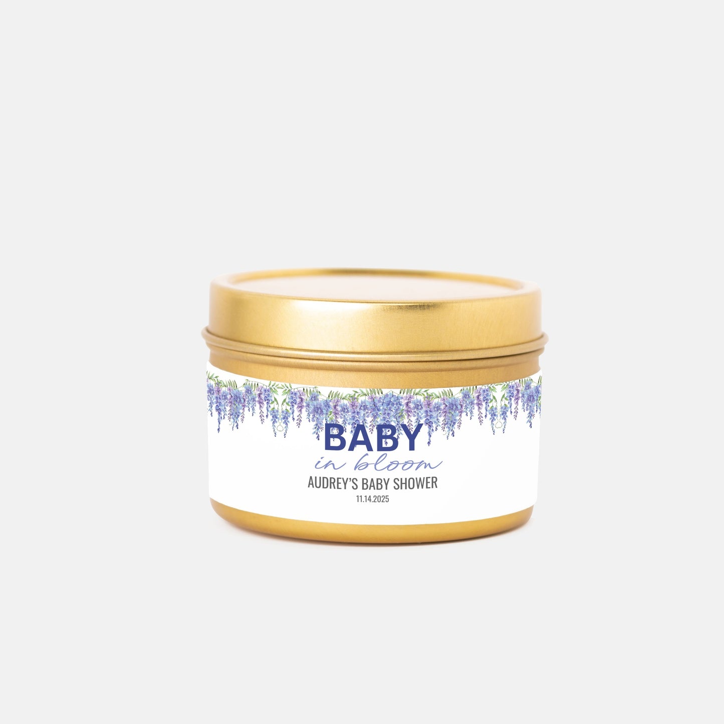 Personalized Spring Themed Baby Shower Candle Favors - Tin 4oz