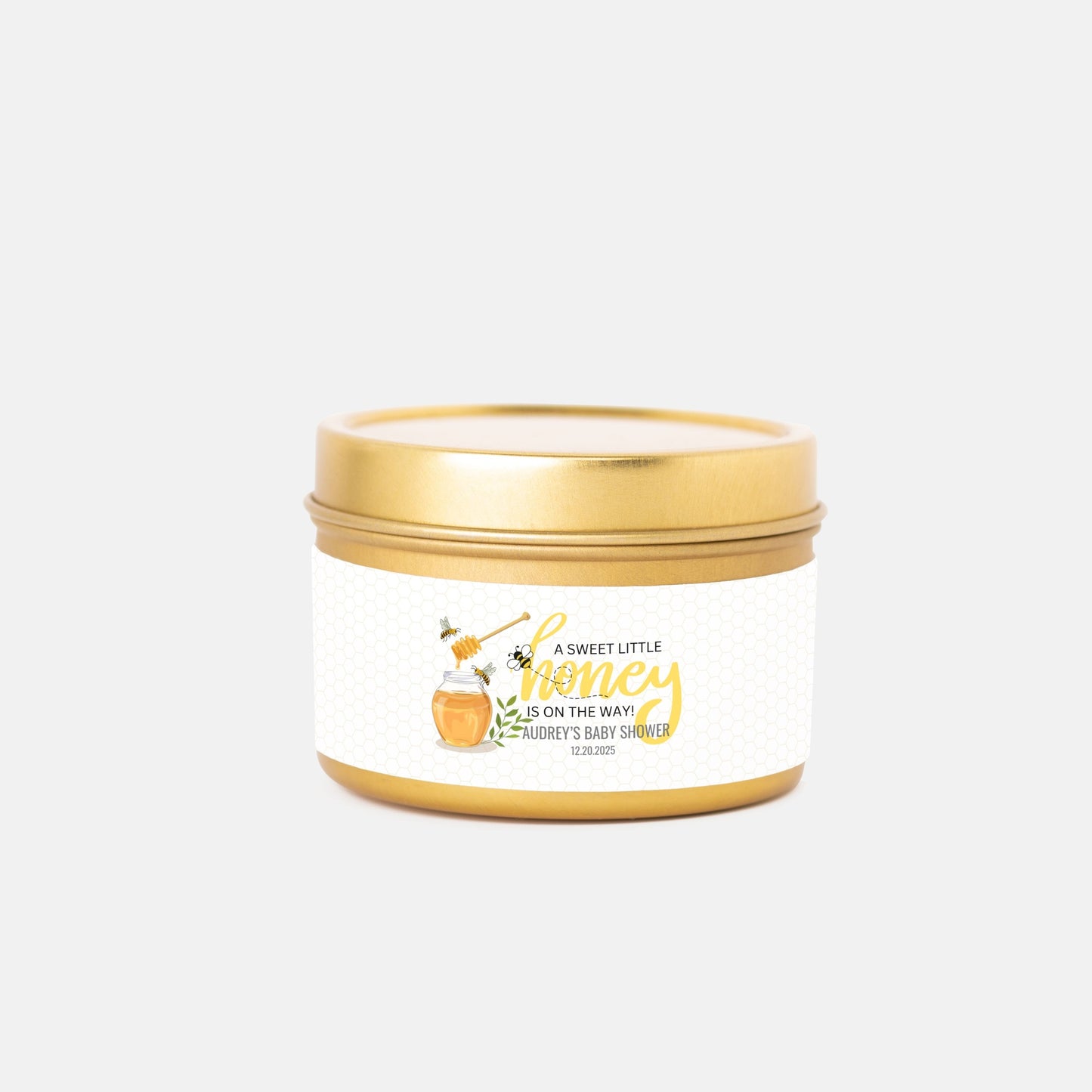 Personalized Sweet Little Honey Baby Shower Candle Favors - Tin 4oz