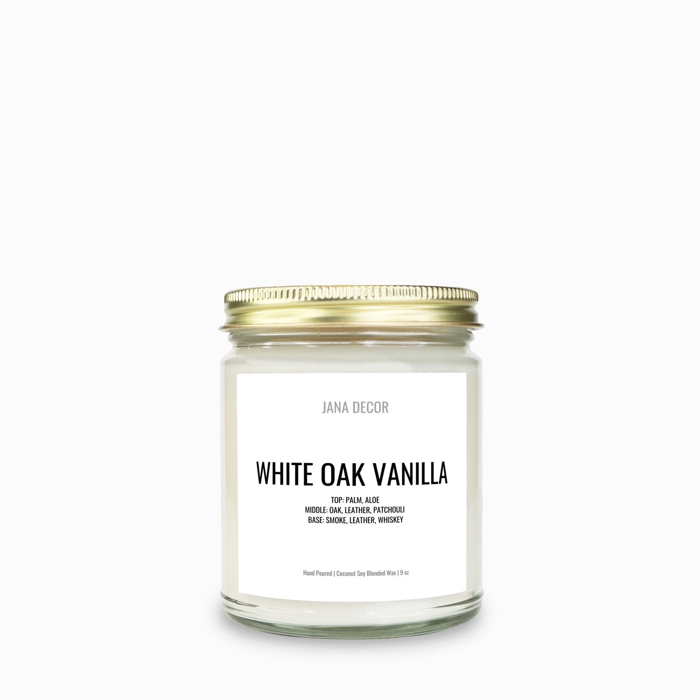 White Oak Vanilla Candle in Clear Glass Jar