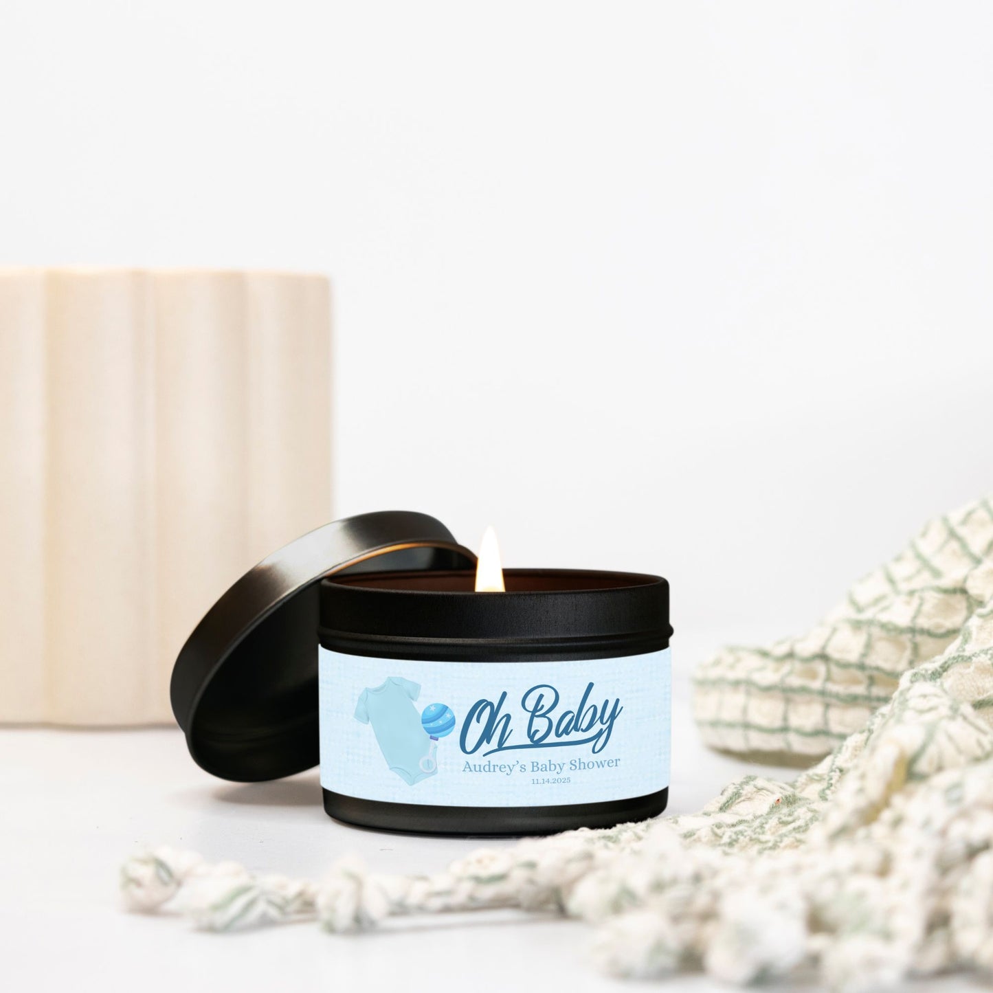 Personalized Oh Baby Shower Candle Favors - Tin 4oz
