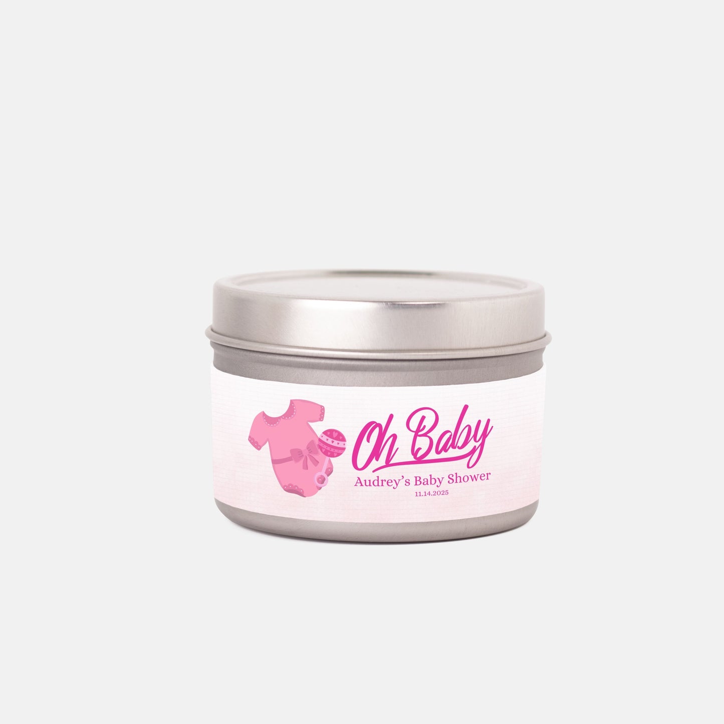 Personalized Oh Baby Shower Candle Favors - Tin 4oz