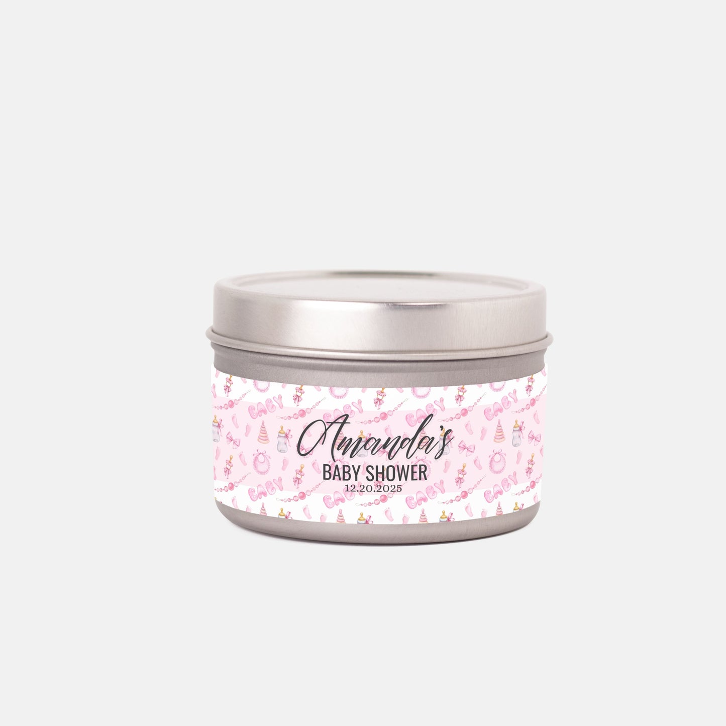 Personalized Baby Shower Candle Favors - Tin 4oz