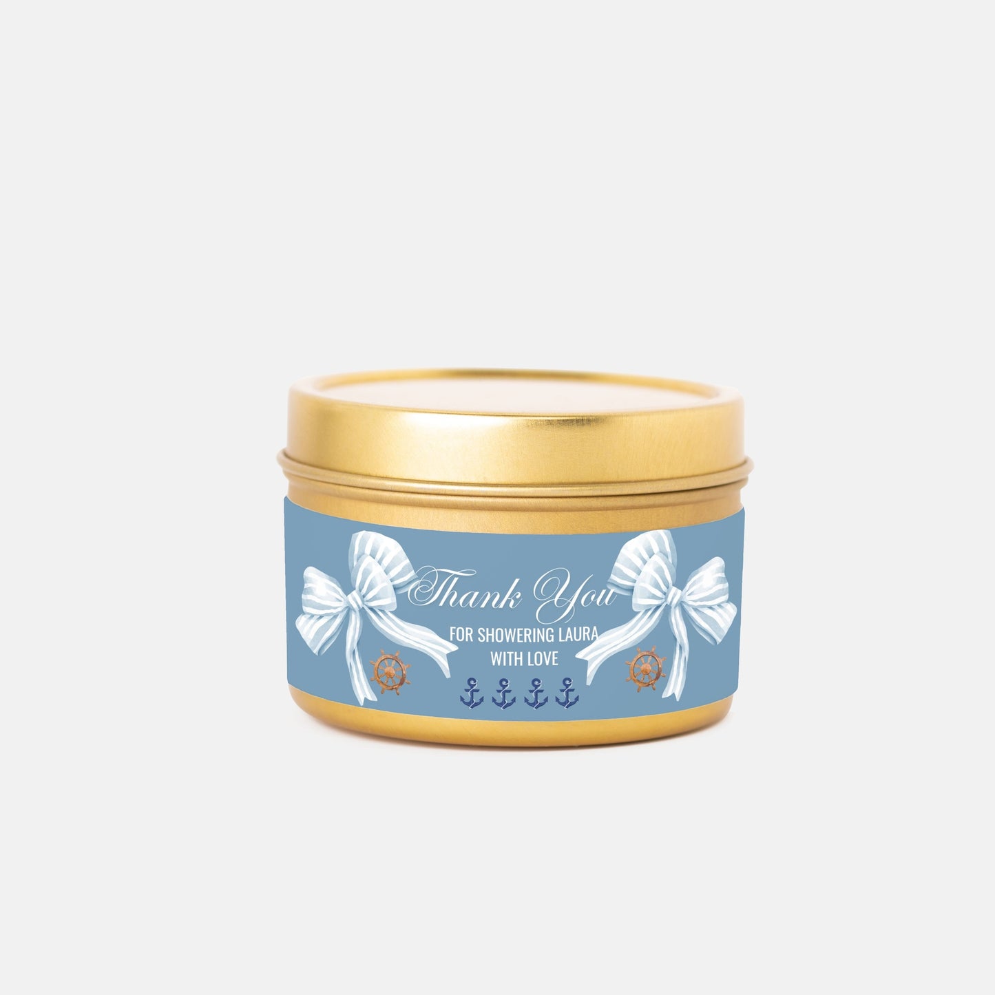 Personalized Nautical Baby Shower Candle Favors - Tin 4oz