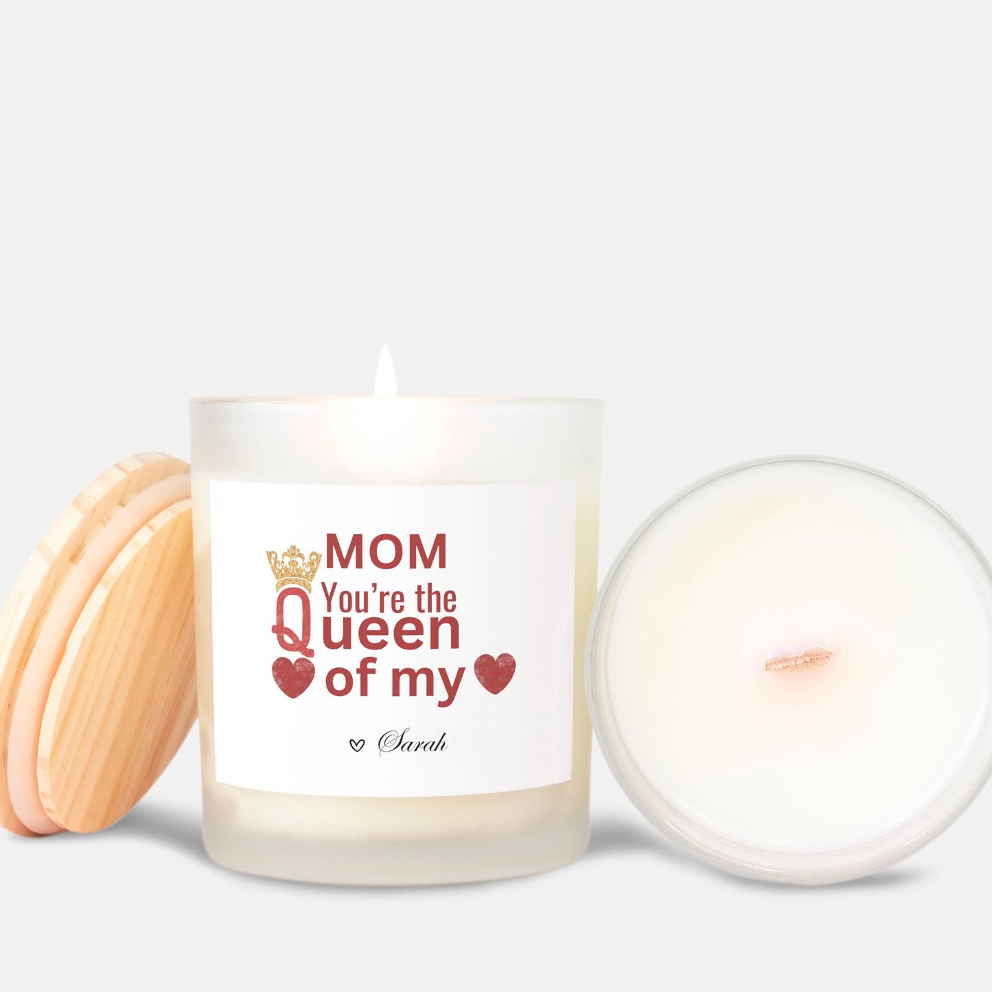 Personalized Queen of My heart Candle in Frosted Glass (11oz)