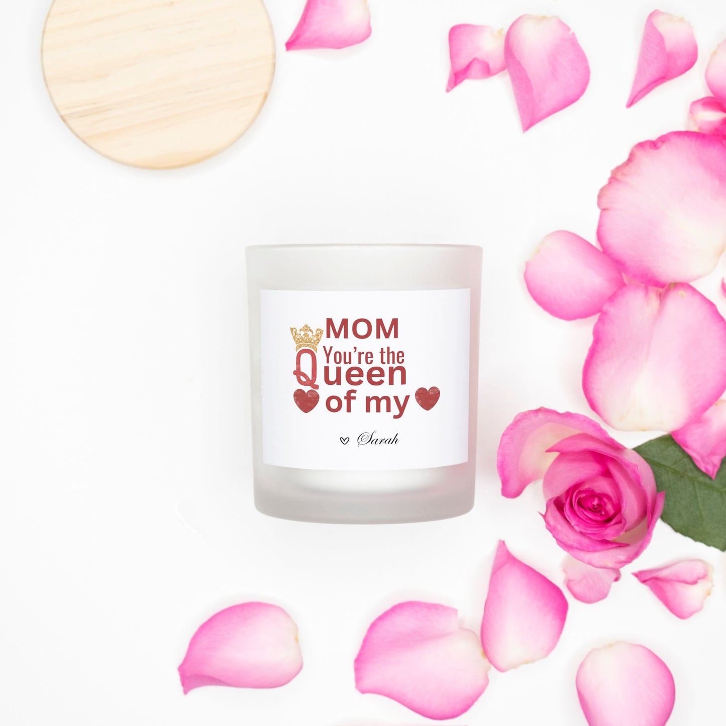 Personalized Queen of My heart Candle in Frosted Glass (11oz)