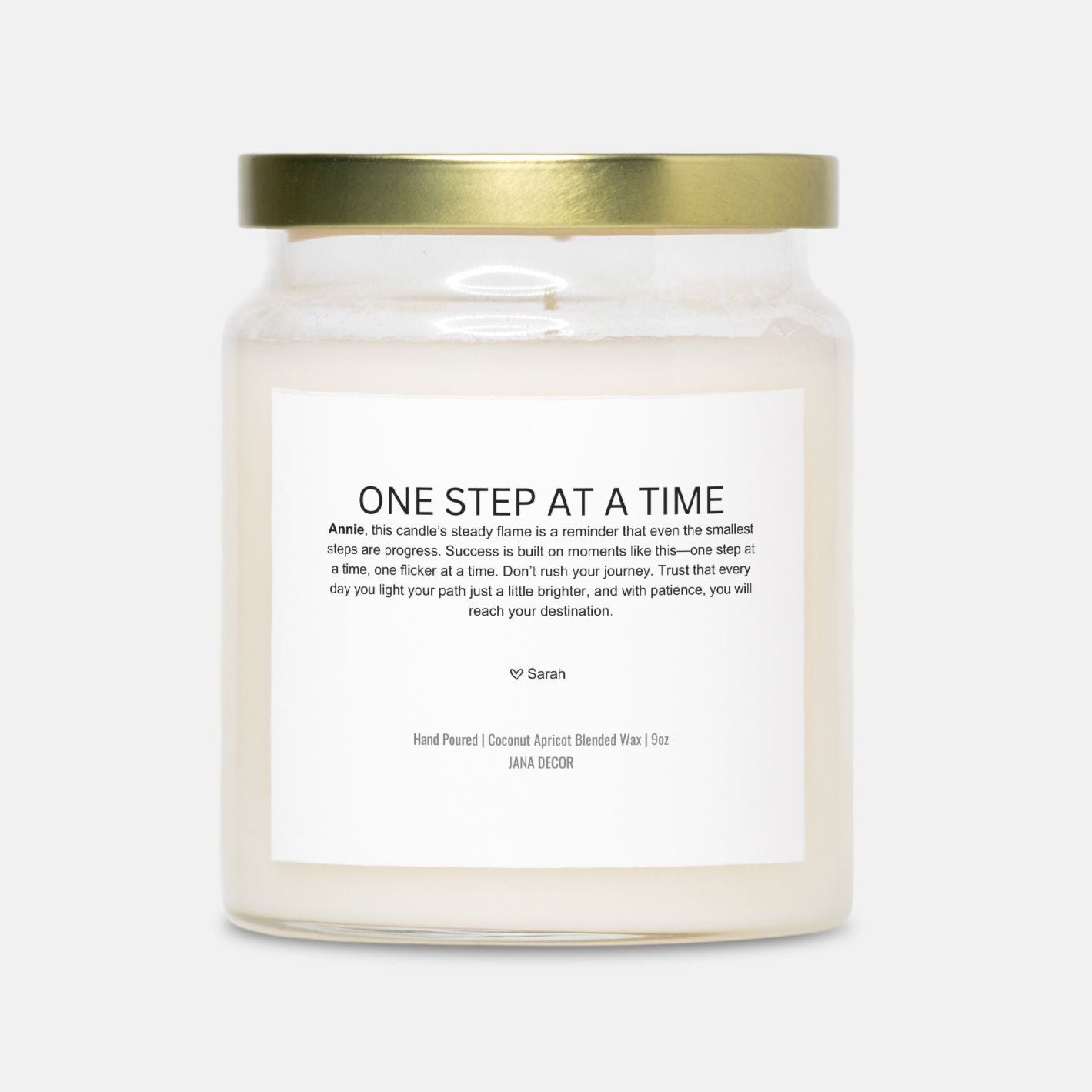 Personalized One Step At A Time Candle Gift in Apothecary Jar (9oz)