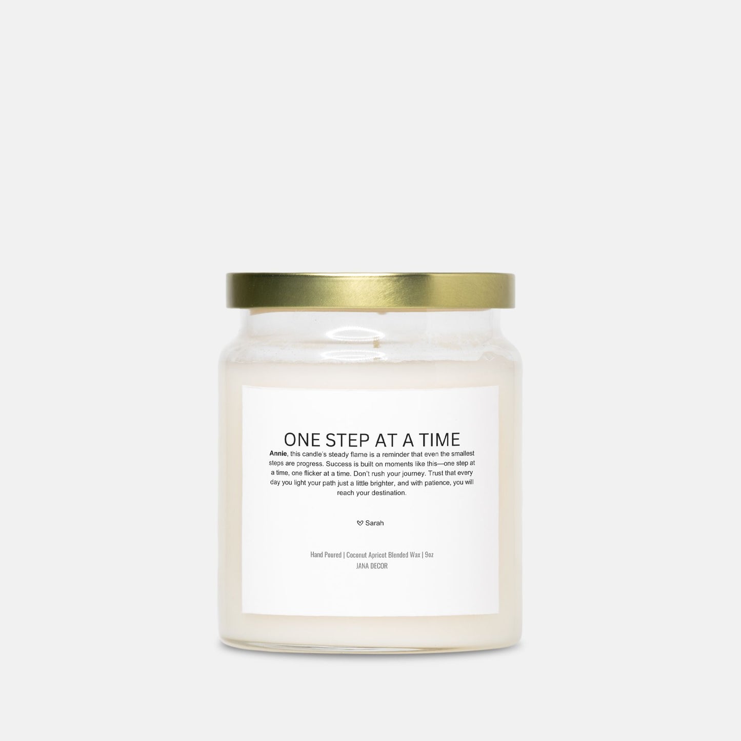 Personalized One Step At A Time Candle Gift in Apothecary Jar (9oz)