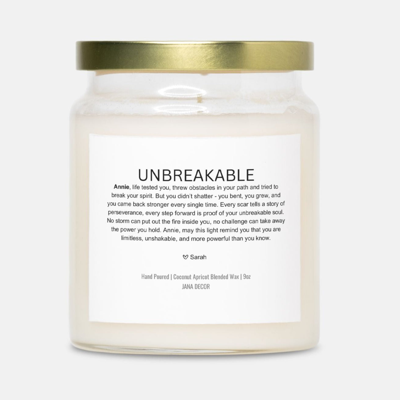 Personalized Unbreakable Candle Gift in Apothecary Jar (9oz)