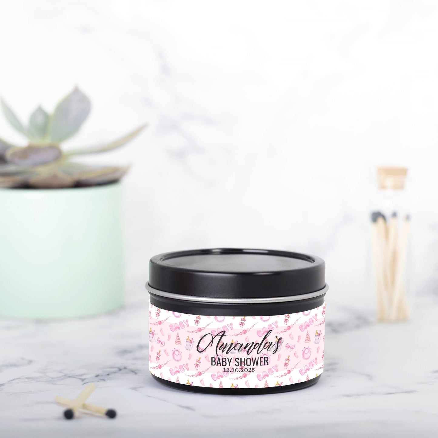 Personalized Baby Shower Candle Favors - Tin 4oz