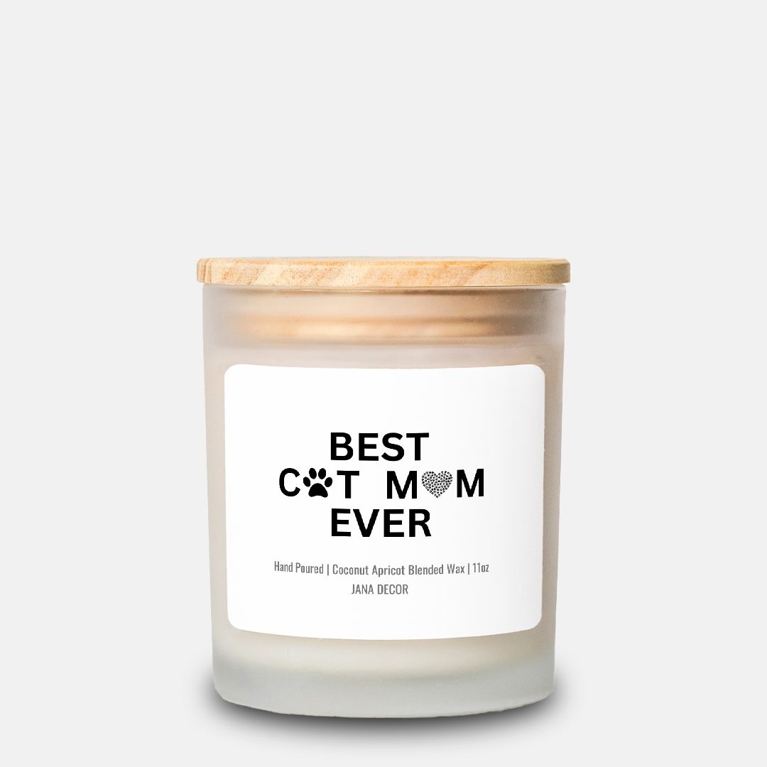 Best Cat Mom Ever Candle in Frosted Glass (11oz)