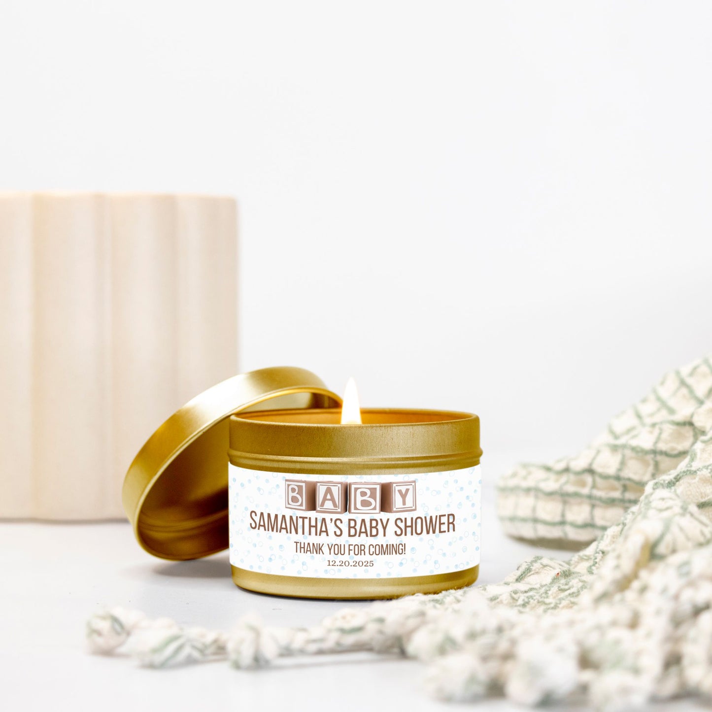 Personalized Baby Shower Candle Favors - Tin 4oz