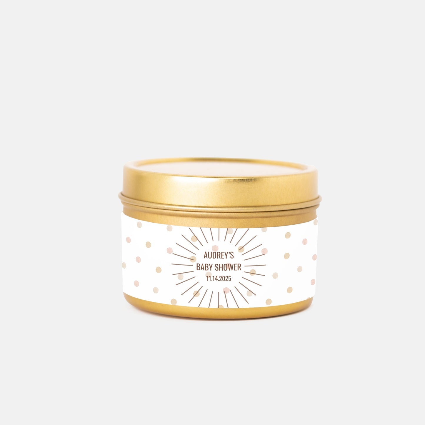 Personalized Boho Baby Shower Candle Favors - Tin 4oz