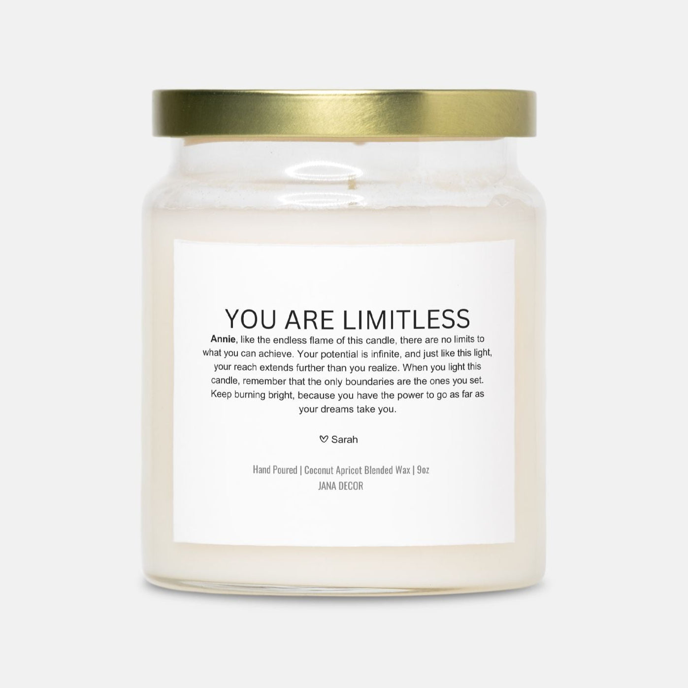 Personalized You Are Limitless Candle Gift in Apothecary Jar (9oz)