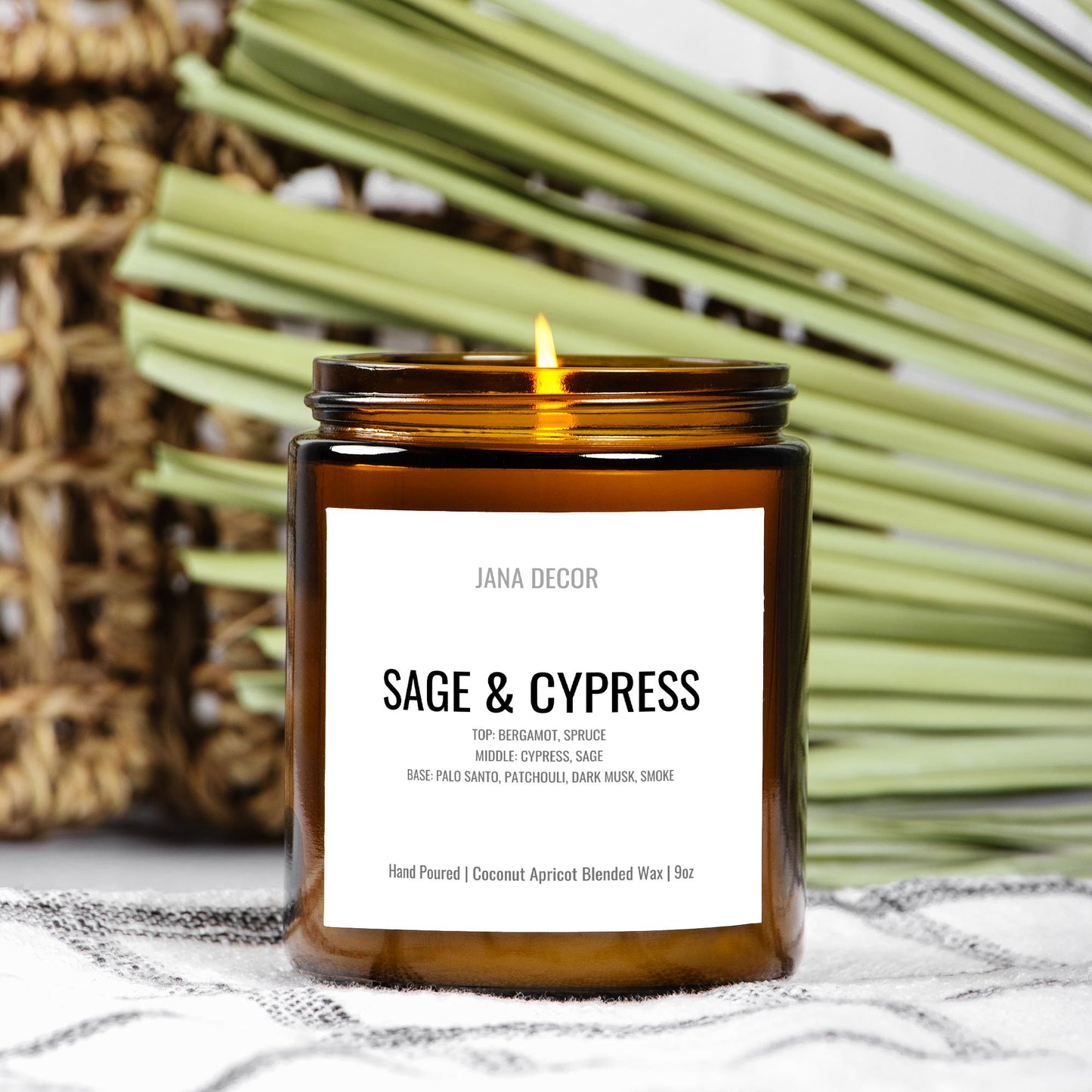 Sage & Cypress Candle in Amber Jar