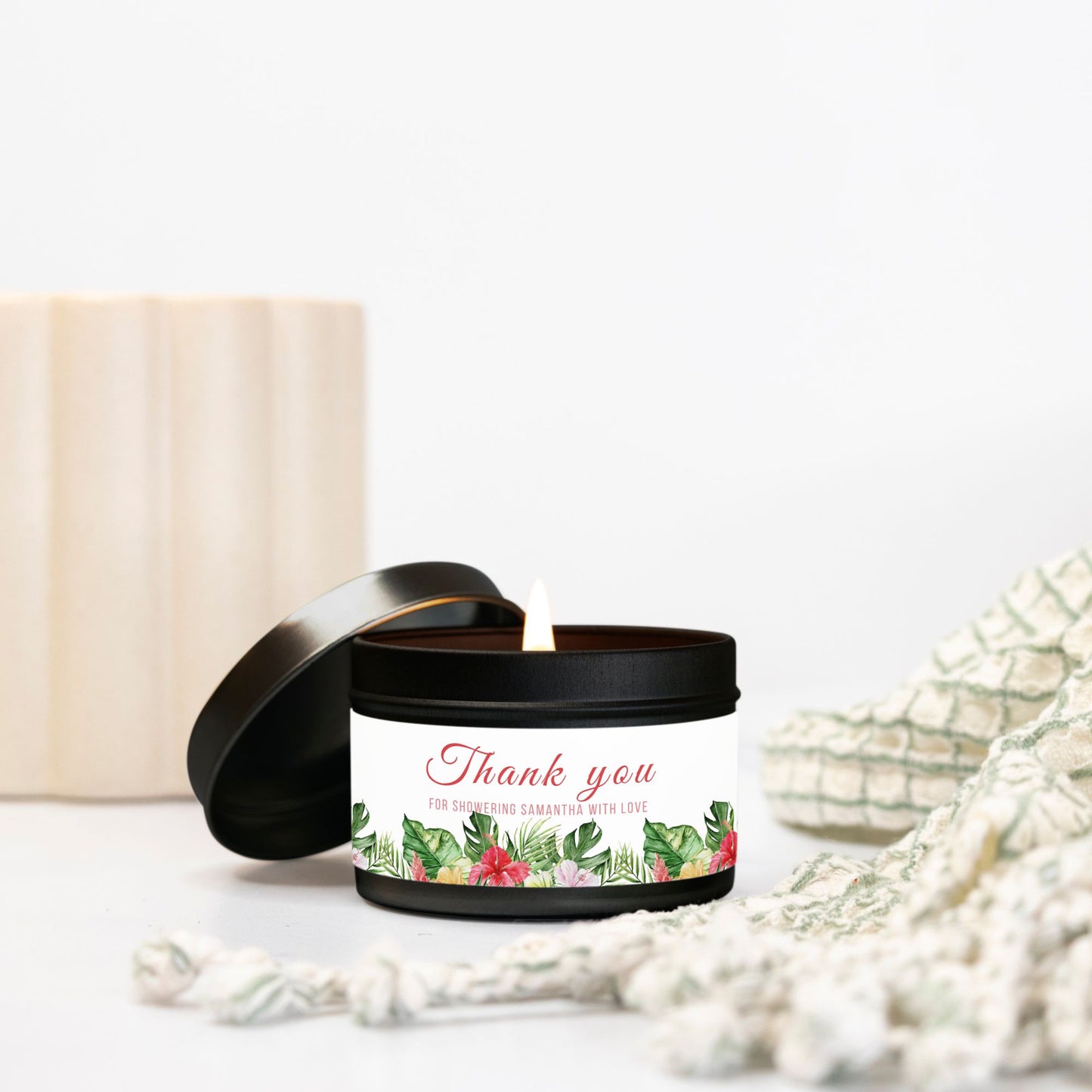 Personalized Tropical Themed Bridal Shower Candle Favor - Tin 4oz