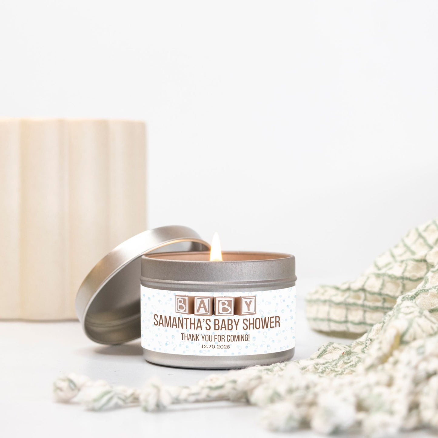 Personalized Baby Shower Candle Favors - Tin 4oz
