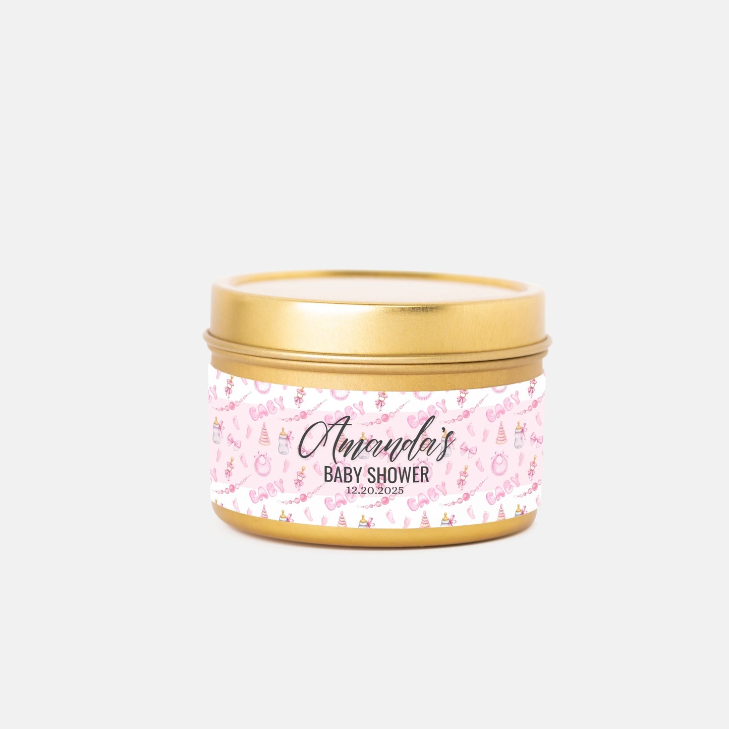 Personalized Baby Shower Candle Favors - Tin 4oz