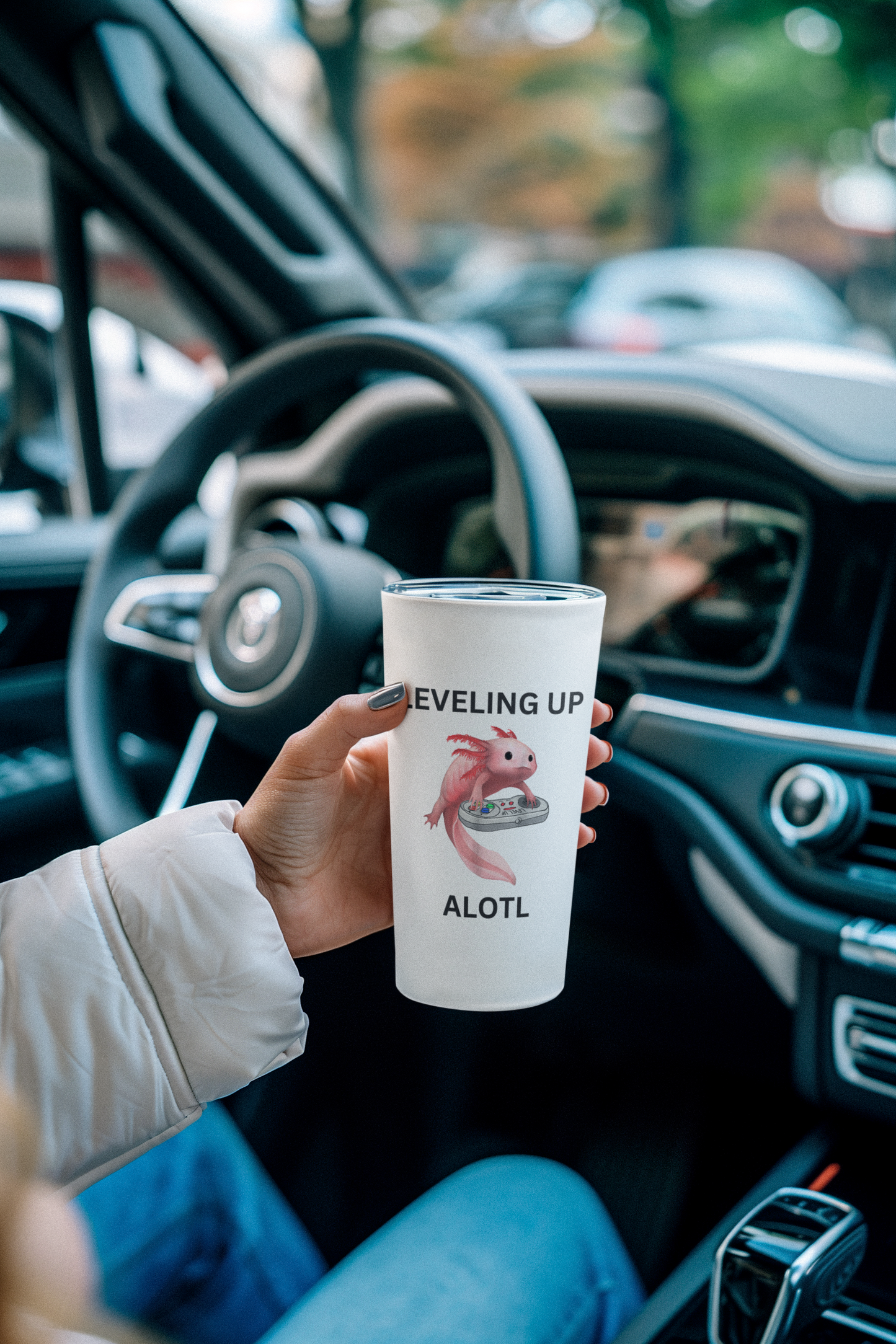 Leveling Up Alotl 20oz Axolotl Gaming Tumbler