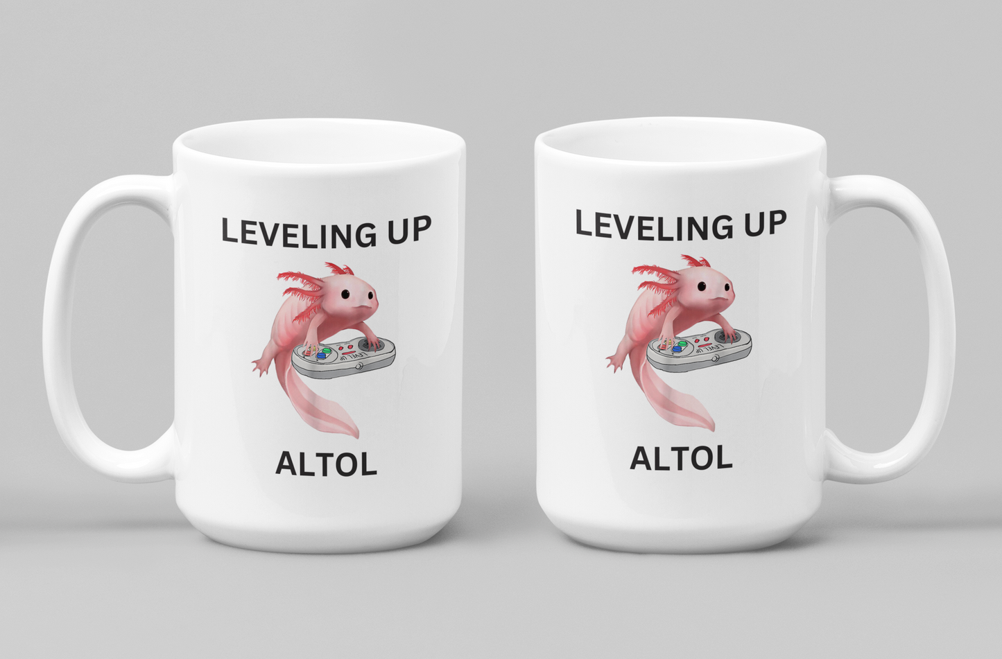 Leveling Up Alotl - Axolotl Gaming Ceramic Coffee Mug