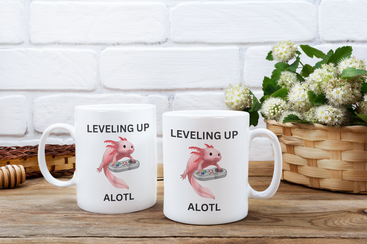 Leveling Up Alotl - Axolotl Gaming Ceramic Coffee Mug