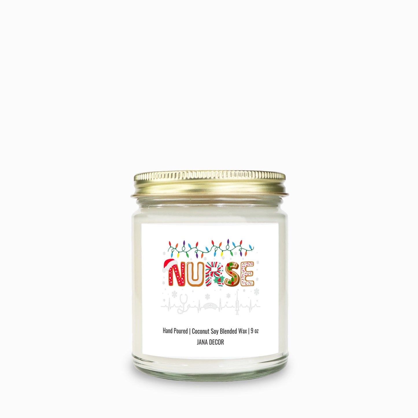 Nurse Christmas Candle - Clear Jar 9oz