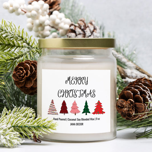 Merry Christmas Candle - Apothecary Jar 9oz