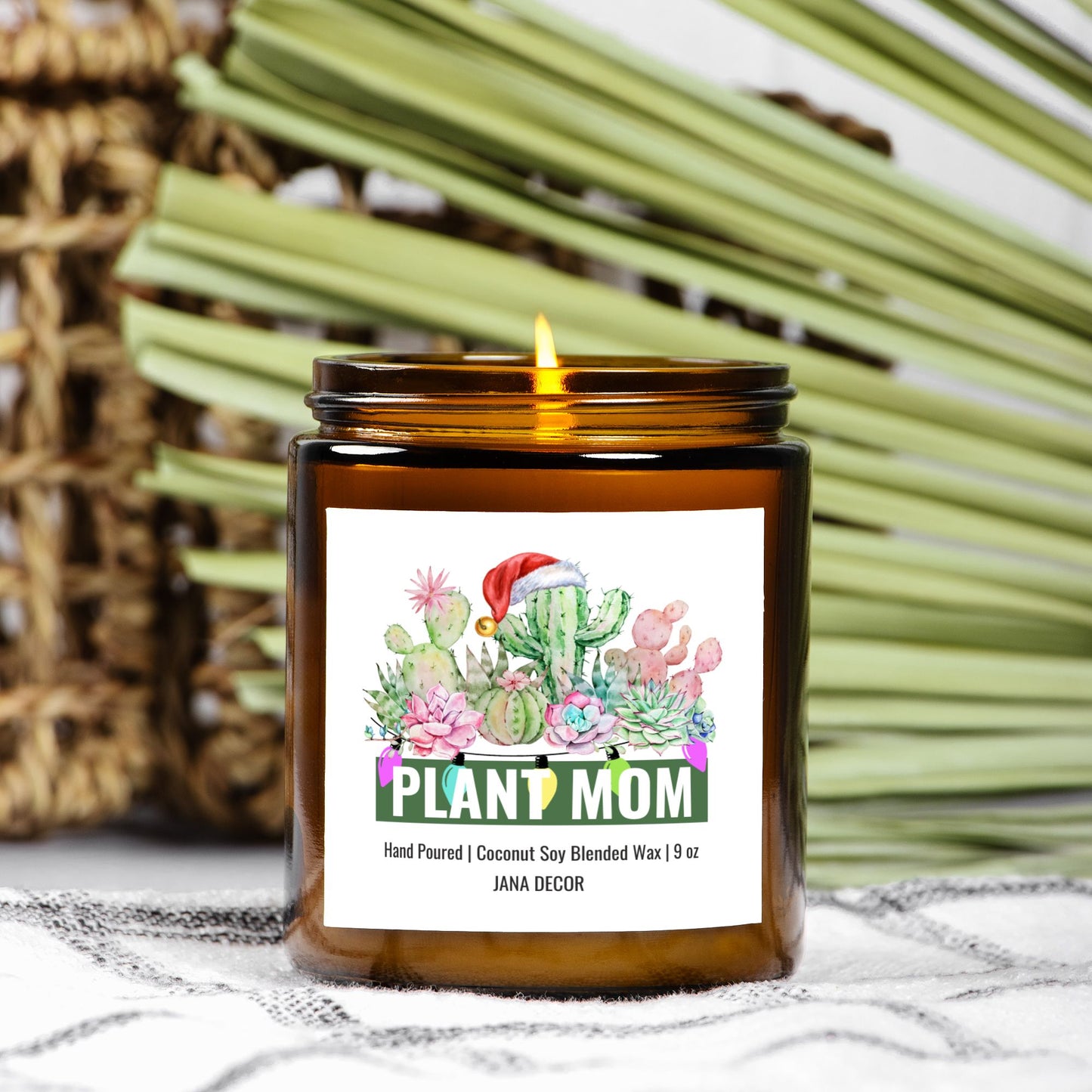 Plant Mom Christmas Candle - Amber Jar 9oz