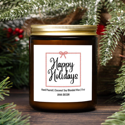 Happy Holidays Candle - Amber Jar 9oz