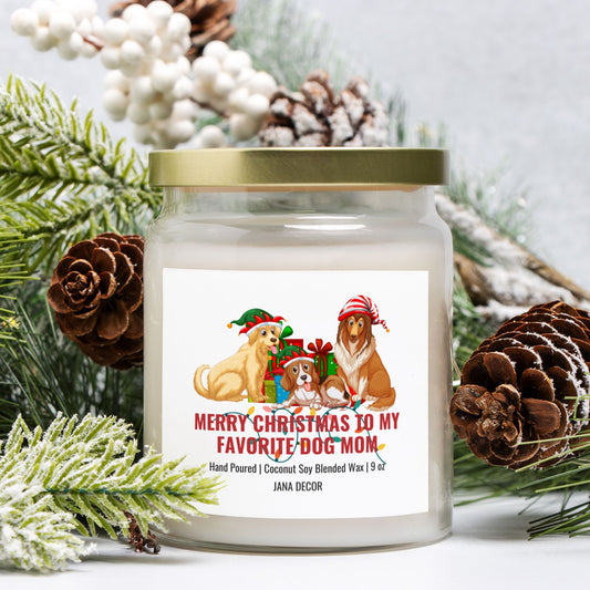 Dog Mom Christmas Candle Apothecary Jar 9oz