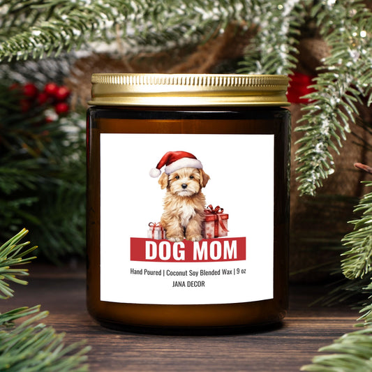 Dog Mom Christmas Candle - Amber Jar 9oz