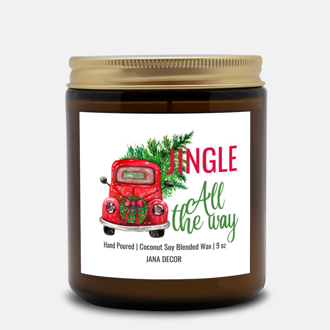 Jingle All the Way Christmas Candle - Amber Jar 9oz