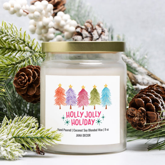 Holly Jolly Holiday Candle - Apothecary Jar 9oz