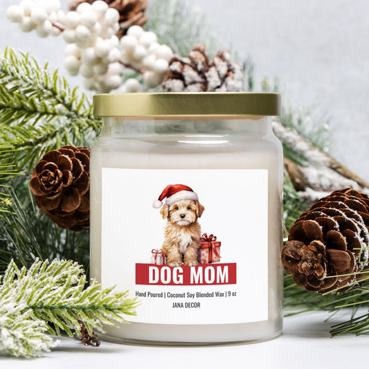 Dog Mom Christmas Candle - Apothecary Jar 9oz