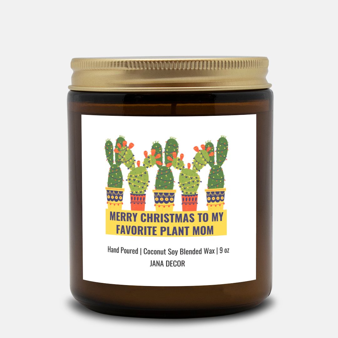 Plant Mom Christmas Candle - Amber Jar 9oz