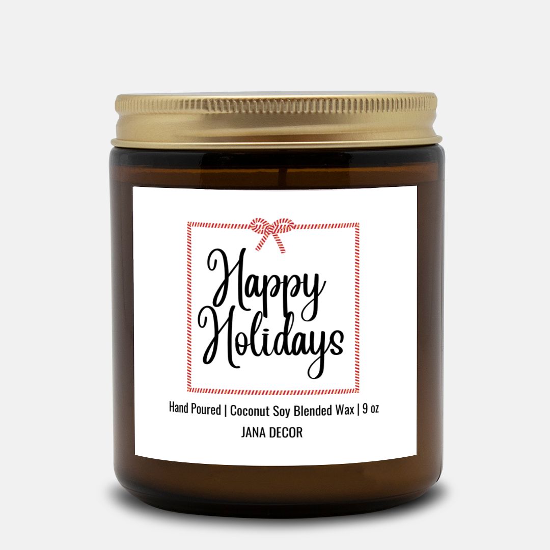 Happy Holidays Candle - Amber Jar 9oz