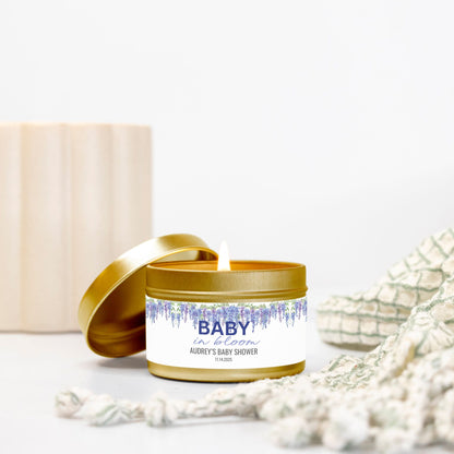 Personalized Spring Themed Baby Shower Candle Favors - Tin 4oz