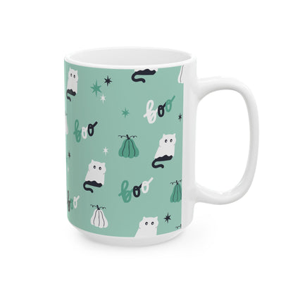 Cat Ghost Halloween Ceramic Mug (11oz, 15oz)