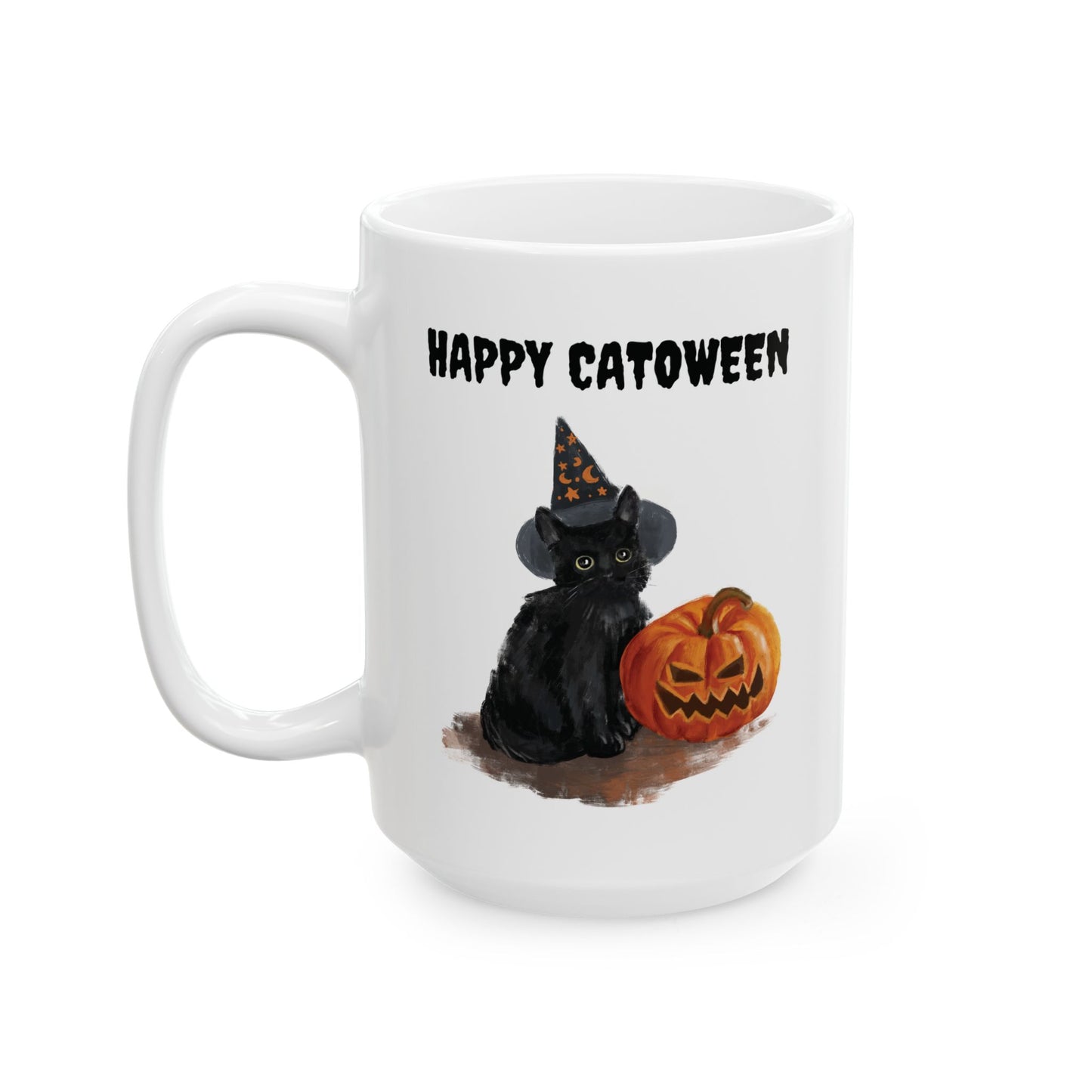 Happy Catoween Halloween Ceramic Mug, (11oz, 15oz)